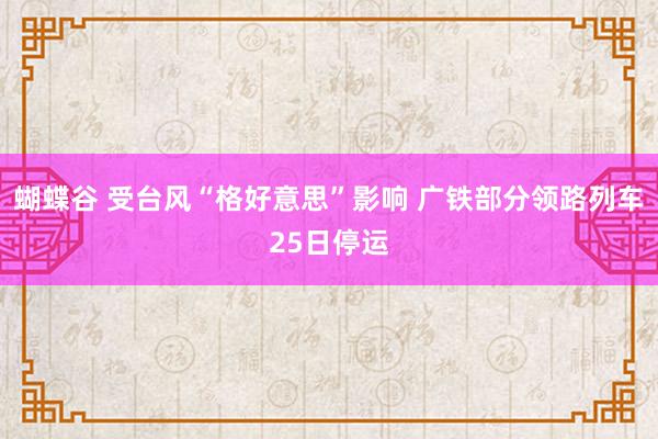 蝴蝶谷 受台风“格好意思”影响 广铁部分领路列车25日停运