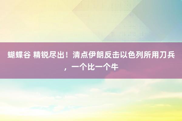 蝴蝶谷 精锐尽出！清点伊朗反击以色列所用刀兵，一个比一个牛