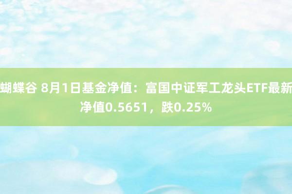 蝴蝶谷 8月1日基金净值：富国中证军工龙头ETF最新净值0.5651，跌0.25%