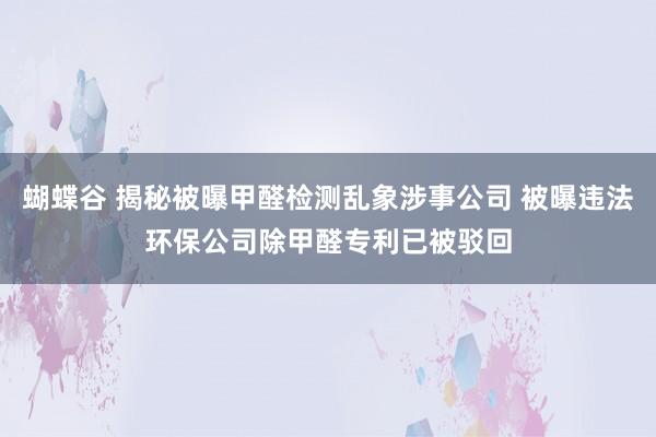 蝴蝶谷 揭秘被曝甲醛检测乱象涉事公司 被曝违法环保公司除甲醛专利已被驳回