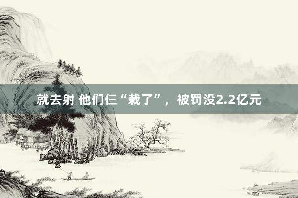 就去射 他们仨“栽了”，被罚没2.2亿元