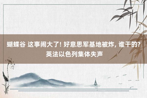 蝴蝶谷 这事闹大了! 好意思军基地被炸， 谁干的? 英法以色列集体失声