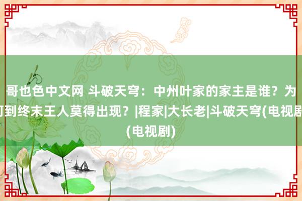 哥也色中文网 斗破天穹：中州叶家的家主是谁？为何到终末王人莫得出现？|程家|大长老|斗破天穹(电视剧)